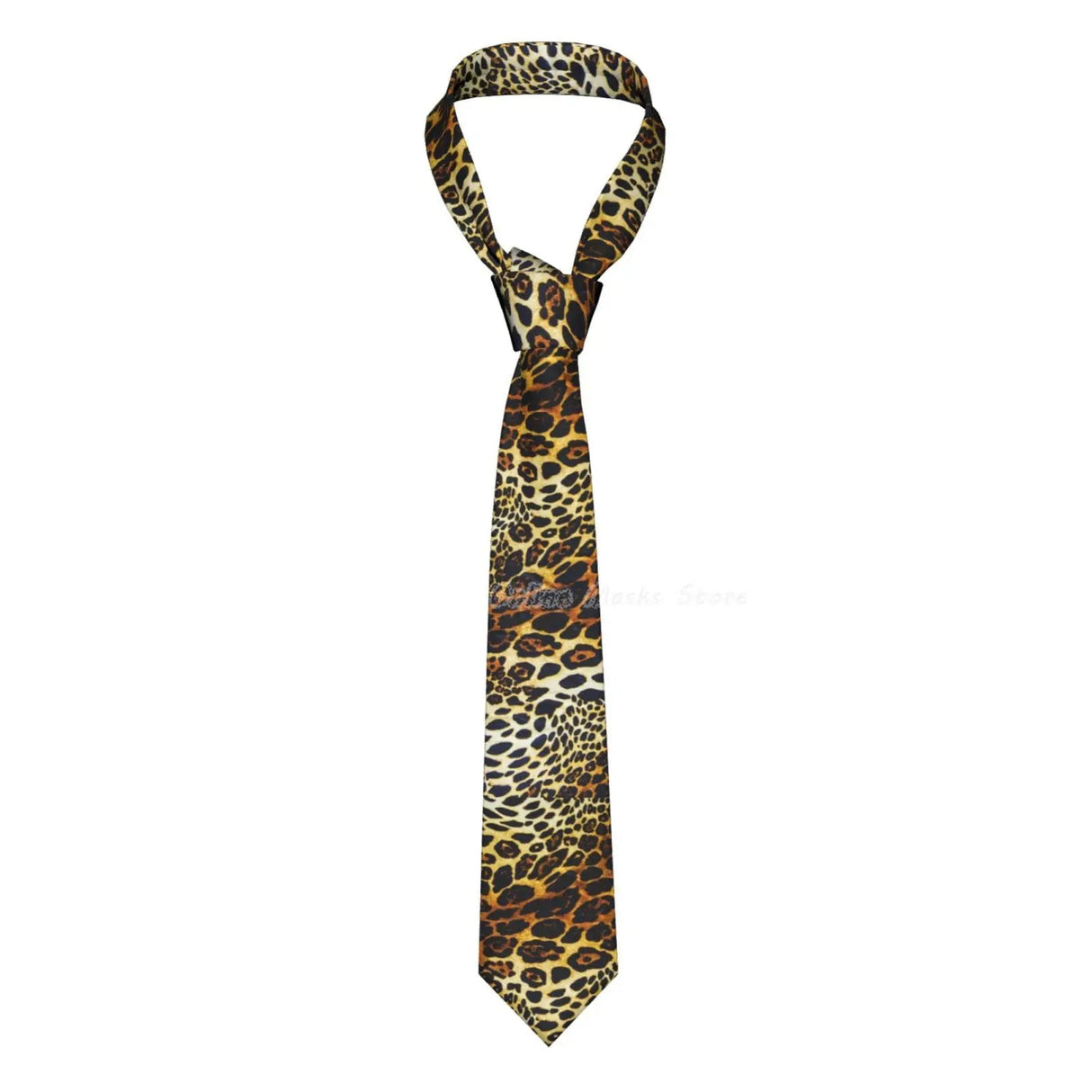 Silk Polyester Tiger King Neck Tie for Men brown