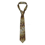 Silk Polyester Tiger King Neck Tie for Men brown