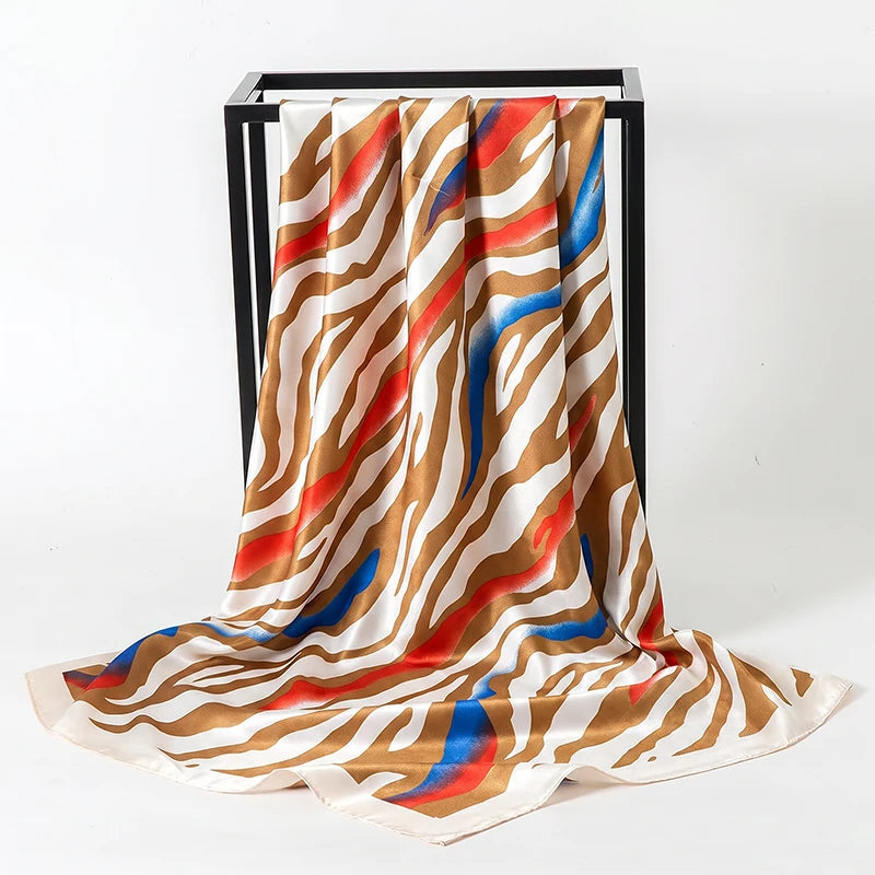 Silk Satin 90cm Chain Print Neckerchief Hijab Scarf