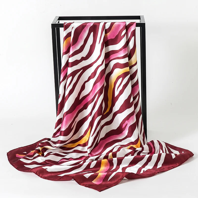Silk Satin 90cm Chain Print Neckerchief Hijab Scarf