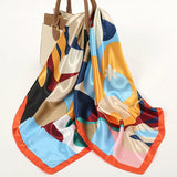 Multicolor Silk Shawl Satin Square Print Foulard Hijab Wraps Bandana
