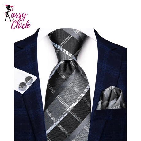 Silk Wedding Tie Cufflink Set Fashion Designer Necktie Sassy Chick Logo