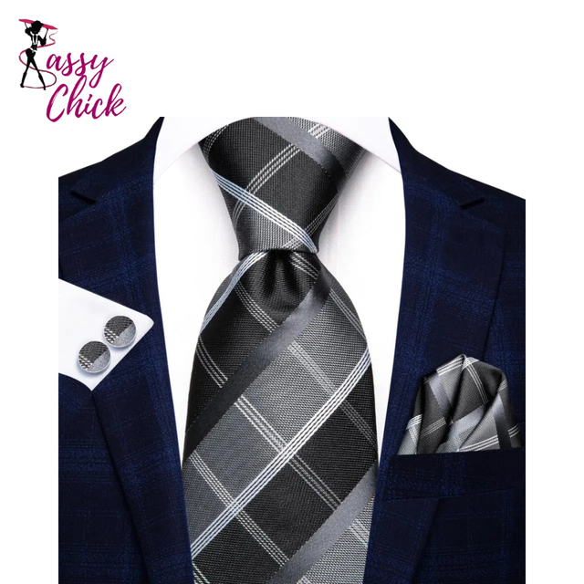 Silk Wedding Tie Cufflink Set Fashion Designer Necktie Sassy Chick Logo