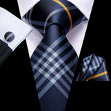Blue Silk Wedding Tie Cufflink Set Fashion Designer Necktie