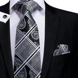 Gray Black Silk Wedding Tie Cufflink Set Fashion Designer Necktie