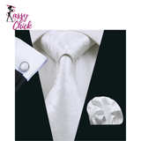Silk White Men's Wedding Paisley Hanky Tie Sassy Chick Logo