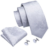 Silk White Men's Wedding Paisley Hanky Tie