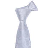 Silk White Men's Wedding Paisley Hanky Tie
