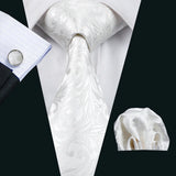 Silk White Men's Wedding Paisley Hanky Tie