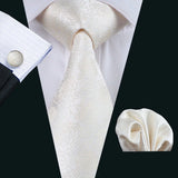 Silk White Men's Wedding Paisley Hanky Tie