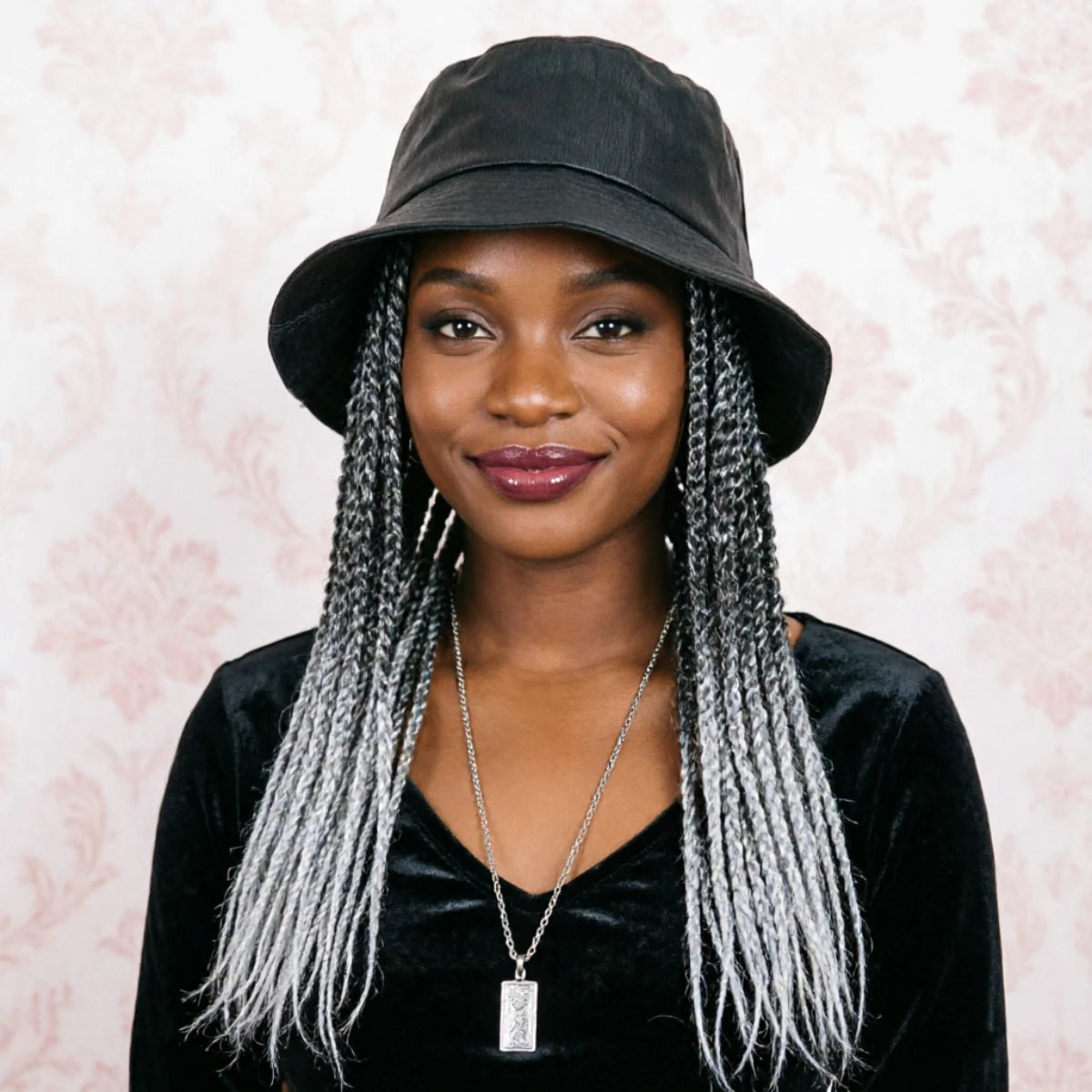 Silver Grey Snake Cap Wig Pre-looped Baseball Hat Wig