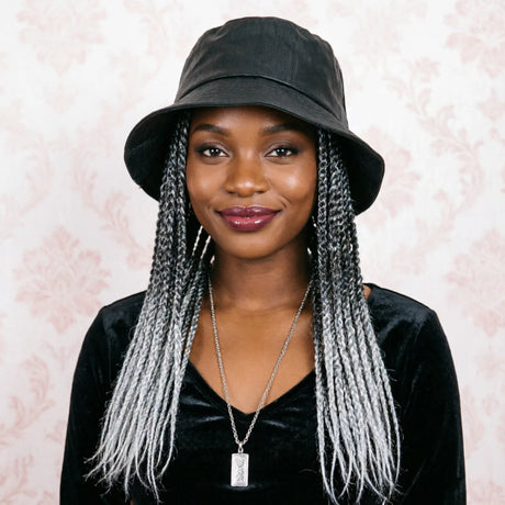 Silver Grey Snake Cap Wig Pre-looped Baseball Hat Wig