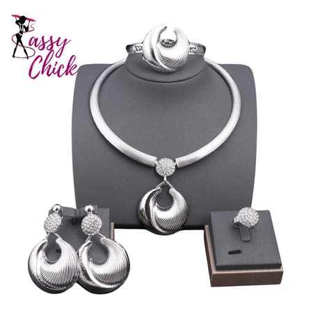 Silver Plated Luxury Jewelry Set Sassy Chick Logo