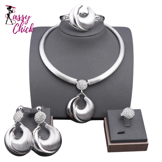 Silver Plated Luxury Jewelry Set Sassy Chick Logo