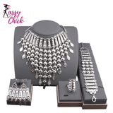 Silver Plated Tassels Wedding Jewelry Set Sassy Chick Logo