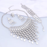 Silver Plated Tassels Wedding Jewelry Set