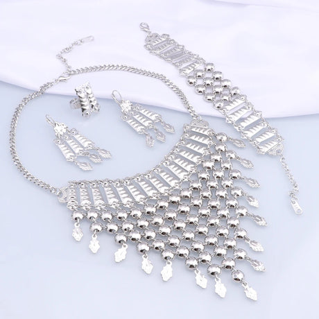 Silver Plated Tassels Wedding Jewelry Set