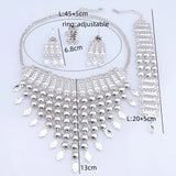 Size of Silver Plated Tassels Wedding Jewelry Set