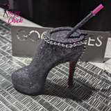 Silver Stiletto Heel Tumbler Cup Sassy Chick Logo