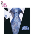 Sky Blue Hanky Cufflinks Set Jacquard Cyan Teal Sassy Chick Logo
