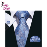 Sky Blue Hanky Cufflinks Set Jacquard Cyan Teal Sassy Chick Logo