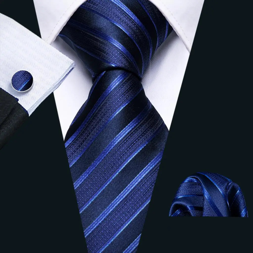 Sky Blue Hanky Cufflinks Set Jacquard Cyan Teal