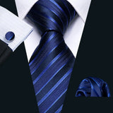 Sky Blue Hanky Cufflinks Set Jacquard Cyan Teal