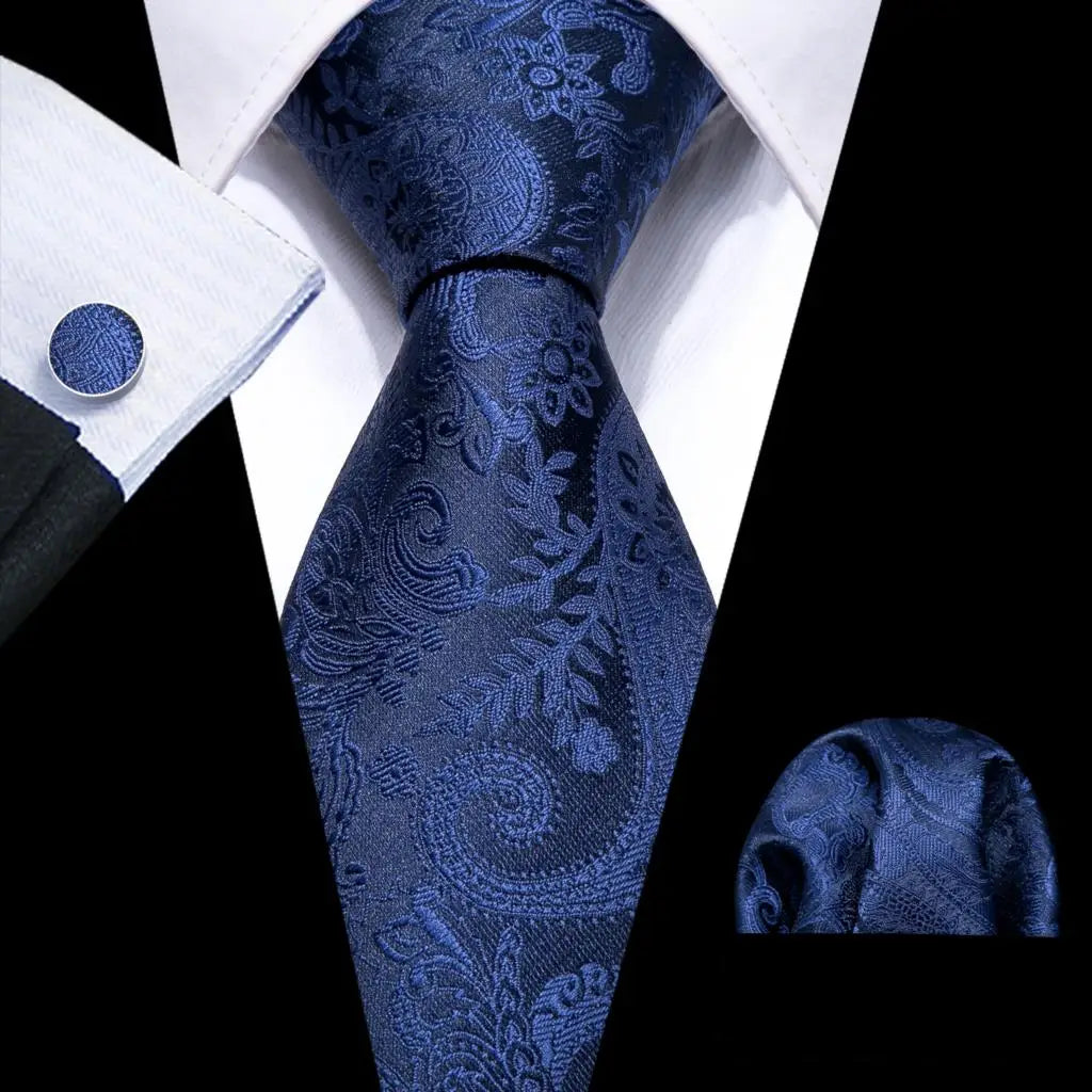 Sky Blue Hanky Cufflinks Set Jacquard Cyan Teal