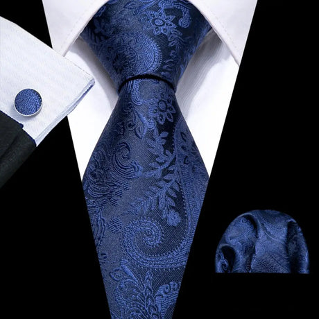 Sky Blue Hanky Cufflinks Set Jacquard Cyan Teal