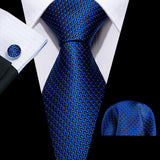 Sky Blue Hanky Cufflinks Set Jacquard Cyan Teal