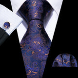 Sky Blue Hanky Cufflinks Set Jacquard Cyan Teal