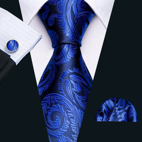 Sky Blue Hanky Cufflinks Set Jacquard Cyan Teal