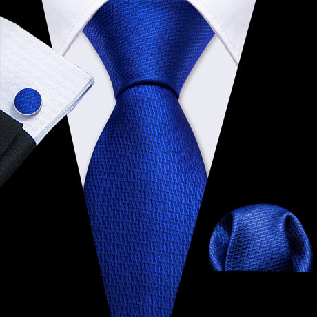 Sky Blue Hanky Cufflinks Set Jacquard Cyan Teal