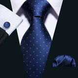 Sky Blue Hanky Cufflinks Set Jacquard Cyan Teal