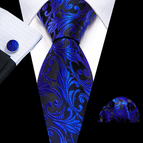 Sky Blue Hanky Cufflinks Set Jacquard Cyan Teal