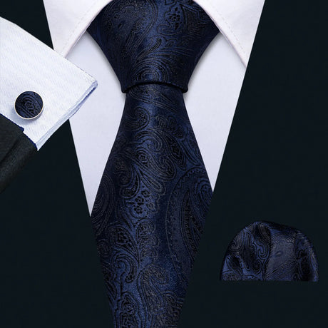 Sky Blue Hanky Cufflinks Set Jacquard Cyan Teal