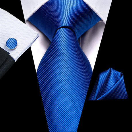 Sky Blue Hanky Cufflinks Set Jacquard Cyan Teal