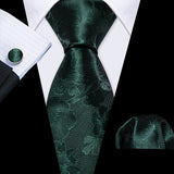 dark green flower pattern necktie set