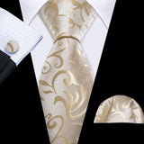 brown leaves pattern necktie set