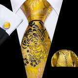 black gold flower pattern necktie set