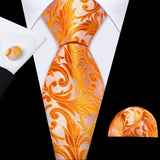 orange leaves pattern necktie set