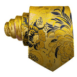gold black flower pattern necktie set