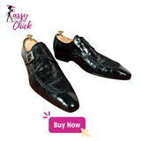 Slip-On Crocodile Woven Pattern Leather Shoes