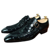 Slip-On Crocodile Woven Pattern Leather Shoes