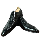 Slip-On Crocodile Woven Pattern Leather Shoes