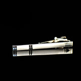 Sliver White Gray Hanky Cufflinks Tie clip Set 8cm Silk Neckties
