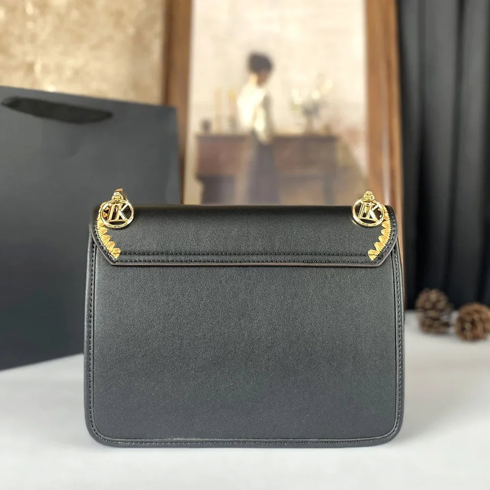 Back View of Small Black Square Underarm Crossbody Bag