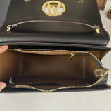 Compartment of Small Black Square Underarm Crossbody Bag