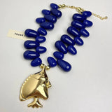 Blue Small Fish Pendant Beaded Necklace