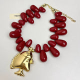 Red Small Fish Pendant Beaded Necklace
